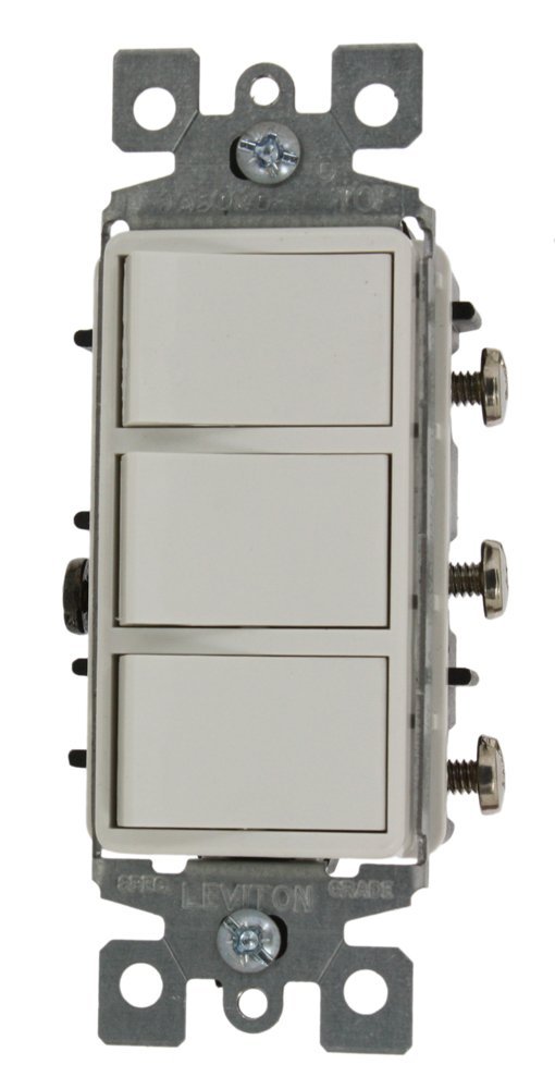 Leviton Light Switch, Decora Three Rocker Combo Switch, Commercial Grade, Single-Pole - White