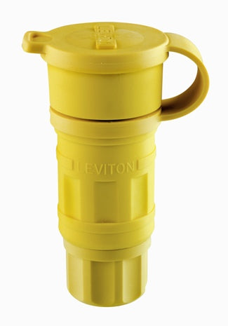 Leviton Locking Connector, 20 Amp, 347V, NEMA, 2P, 3W, Wetguard - Yellow