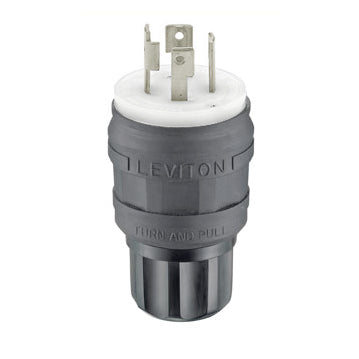Leviton Locking Connector, 30 Amp, 480 Volt 3-Phase, NEMA L16-30P, 3P, 4W, Wetguard - Black