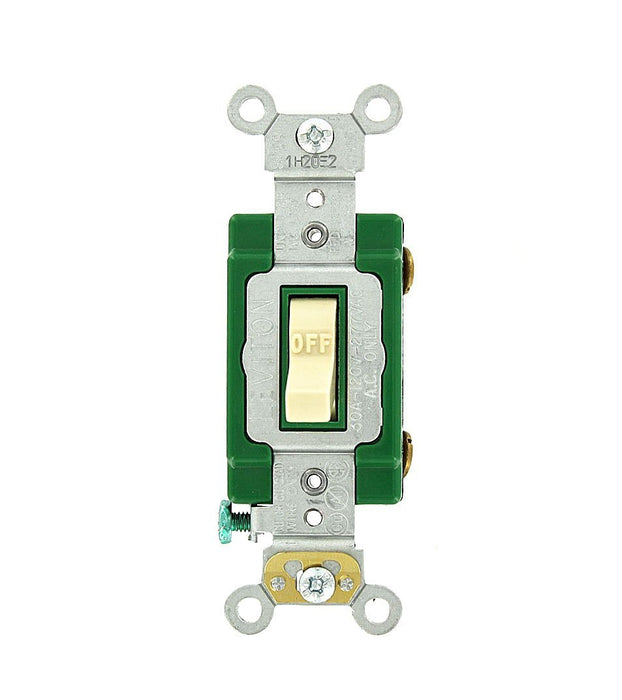 Leviton Single-Pole Toggle Switch, 30A, 120/277V, Ivory, Specification Grade    