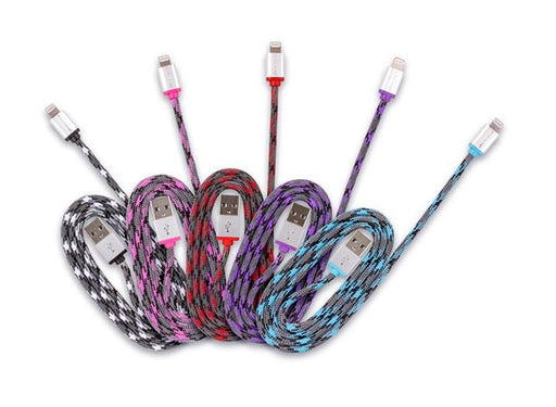 360 Electrical Cable, QuickCharge USB to Lightning - 3 Ft. Braided - Purple (Open Box Item)