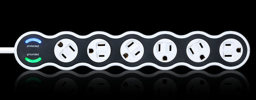 360 Electrical Surge Protector, PowerCurve 15A 120V 6 Rotating Outlet Power Strip - 4 Ft. Cord