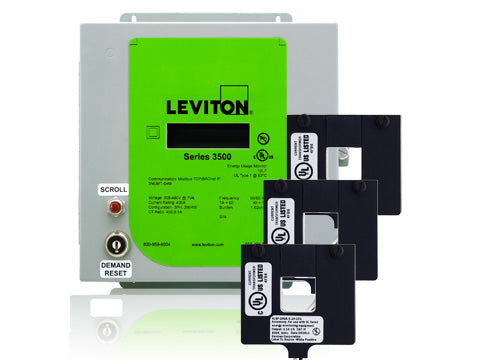 Leviton VerifEye Series Electric Submeter, Indoor Meter Kit, 208-480V, 3P/4W  3 Split Core - 200 Amps