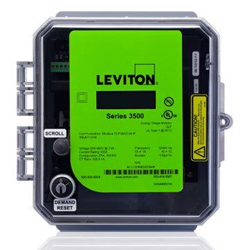 Leviton Electric Submeter, Modbus TCP/BACnet IP Outdoor Meter Kit, 208-480V, 3P/4W - 3000 Amps