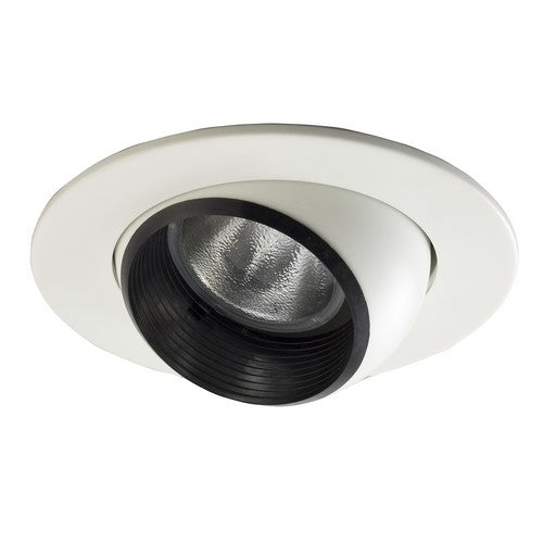 Elco Lighting Recessed Lighting Trim, 5" Line Voltage Trim with Eyeball and Black Baffle - White
