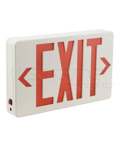 Elco Lighting LED Exit Sign with Battery Backup - Off White Box with Red Letters