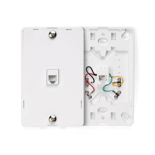 Leviton Telephone Wall Jack with Hanging Pins, Type 630A, 1 Modular 6P4C Jack - White