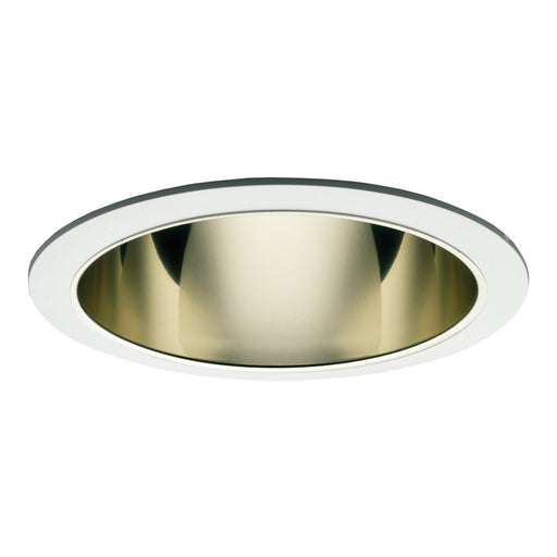 Halo Recessed Lighting Trim, 6" Full Reflector, Socket Supporting, White Trim with Residential Gold Reflector 