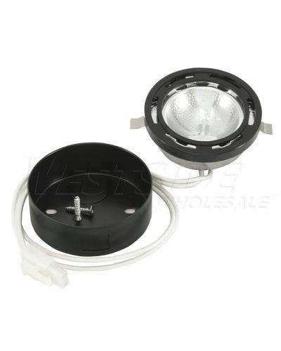 Elco Lighting Under Cabinet Light, 1 1/2" Low Voltage Mini Puck light w/ Surface Mount Can - Black