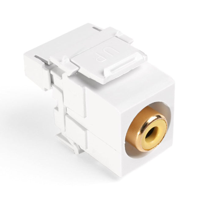 Leviton RCA-110 QuickPort Snap-In Connector - White w/Yellow Barrel