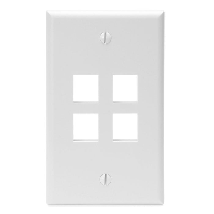 Leviton Electrical Wall Plate, QuickPort Four-Port, 1-Gang - White