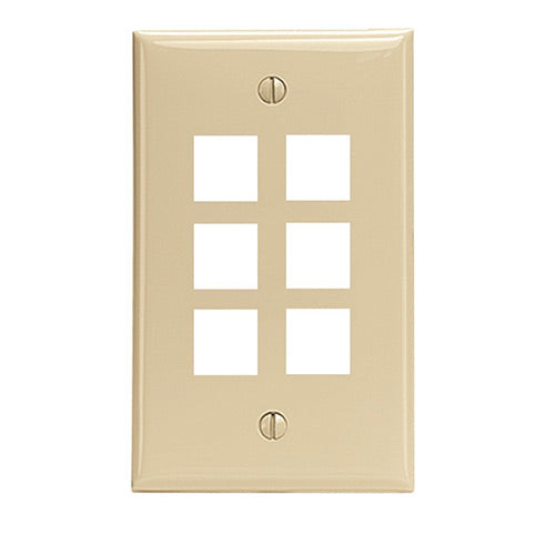 Leviton Electrical Wall Plate, QuickPort Six-Port, 1-Gang - Ivory