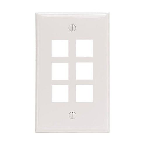 Leviton Electrical Wall Plate, QuickPort Six-Port, 1-Gang - White