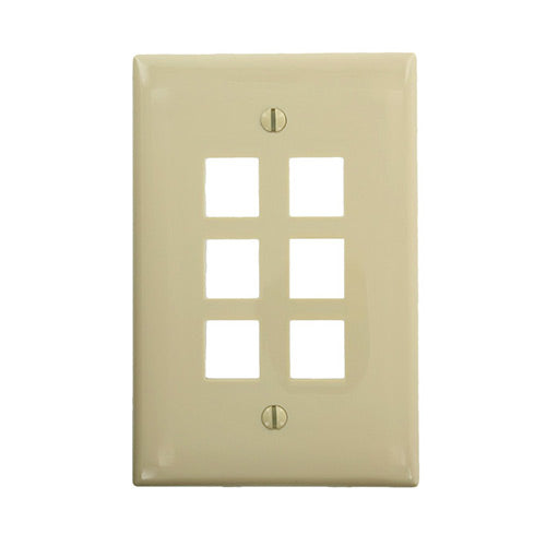 Leviton Electrical Wall Plate, Midway Sized QuickPort Six Port, 1-Gang - Ivory
