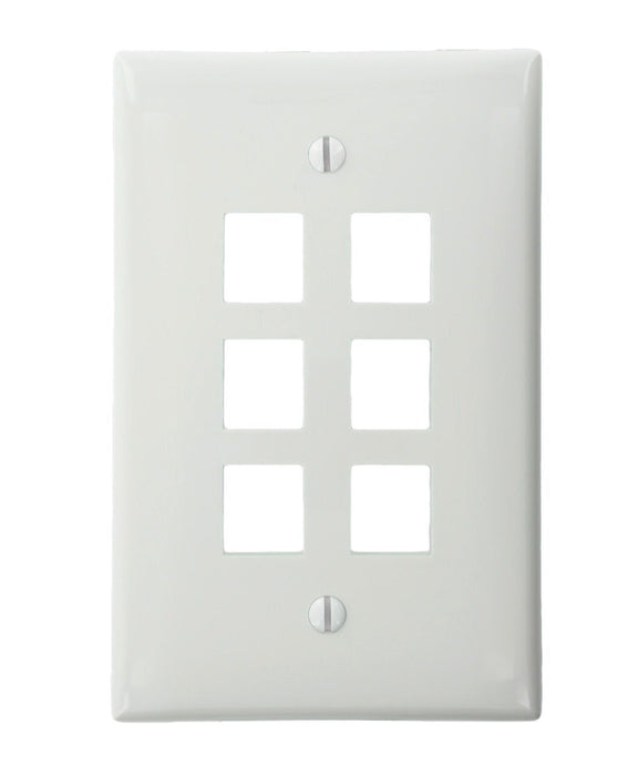 Leviton Electrical Wall Plate, Midway Sized QuickPort Six Port, 1-Gang - White