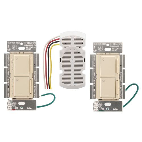 Lutron Fan Speed Control Maestro Combination with Companion Controller, 300W Dimmer & 1.0A Controller - Ivory