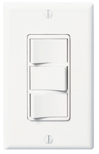 Panasonic Light Switch, WhisperControl Triple Function, ON/OFF, Fan/Light/Night-Light Switch - White