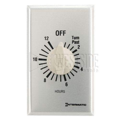 Intermatic Timer, 12 Hour Spring Wound Commercial Auto-Off Timer - Brushed Metal