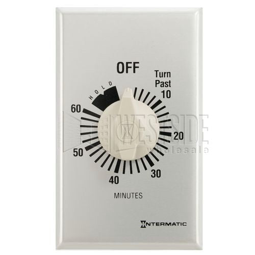 Intermatic Timer, 60 Minute Spring Wound Commercial Timer w/ Hold - White Dial
