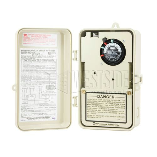 Intermatic Timer, 4 Function 2-Circuit Air Switch w/Mechanical Timer in Plastic Enclosure