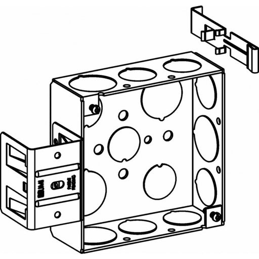 Orbit 4SB-50/75-MS Electric Box, 1 1/2" Deep Welded Box w/1/2" & 3/4" Knockouts & MS Bracket - 4" Square
