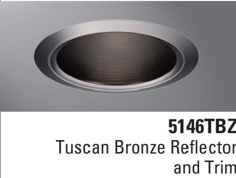 Halo Recessed Lighting Trim, 5" Showerlight Trim, Open/Wet Location, Tuscan Bronze Reflector and Trim 