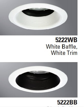 Halo Recessed Lighting Trim, 5" Regressed Adjustable, Black Baffle, White Ring - 30-Degree Tilt