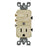 Leviton Light Switch, Duplex Combination Toggle Switch & Receptacle, Commercial Grade, 3-Way - Ivory