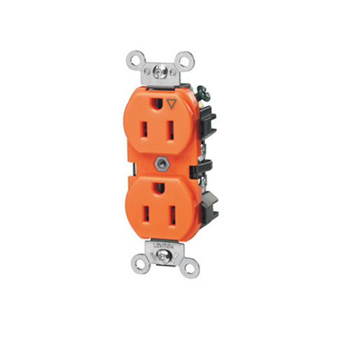 Leviton Electrical Outlet, 15A 125V Duplex Receptacle Slim Isolated Ground - Orange