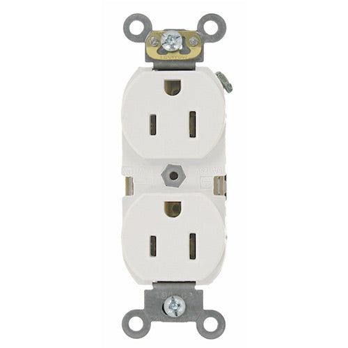 Leviton Electrical Outlet, 15A 125V Duplex Receptacle Slim Self-Grounding - White