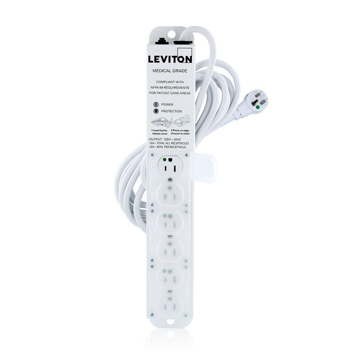 Leviton 15A, 120V, 6 Outlet Power Strip, 15ft Cord    