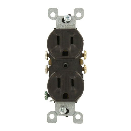 Leviton Electrical Outlet, Duplex Receptacle, Quickwire Push-In & Side Wired - Brown