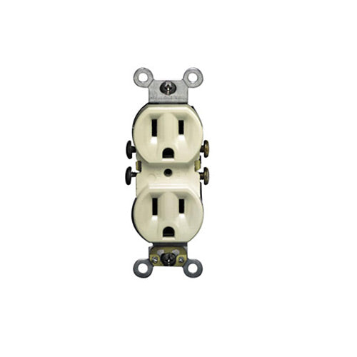 Leviton Electrical Outlet, 15A 125V Duplex Receptacle Self-Grounding - Ivory