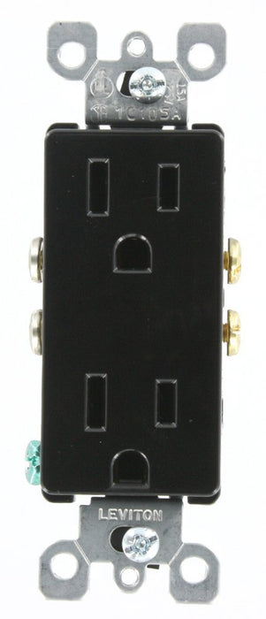 Leviton Electrical Outlet, Decora Duplex Receptacle, Quickwire Push-In & Side Wired - Black