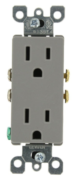Leviton Electrical Outlet, Decora Duplex Receptacle, Quickwire Push-In & Side Wired - Gray