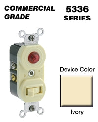 Leviton Switch/Neon Light Combo, 15A, Ivory       