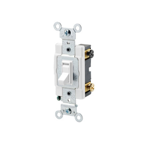 Leviton 4-Way Switch, Framed Toggle, 15A, 120/277V, White, Side Wired   
