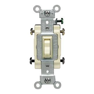 Leviton 4-Way Framed Toggle Switch, 20A, 120/277V, Lt Almond, Commercial   