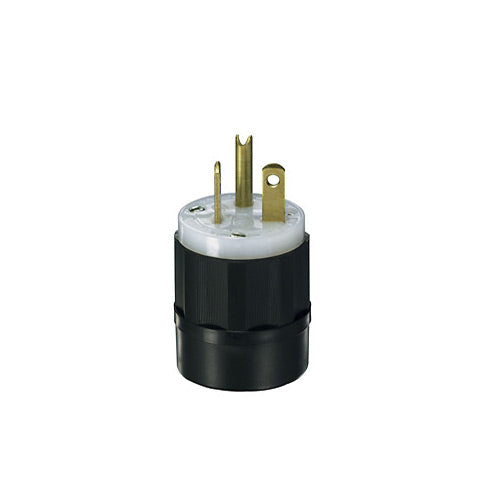 Leviton 20 Amp Plug, 250V, 6-20P, Nylon, Black/White, Industrial Grade   