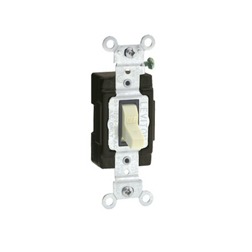 Leviton Single-Pole Lighted Handle Switch, 15A, 120V, Ivory, LIT WHEN OFF  