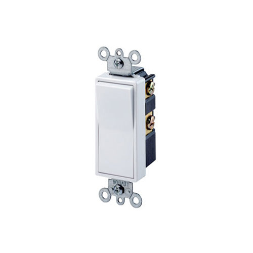 Leviton Double-Pole Decora Switch, 15A, 120/277V, White, Residential Grade    