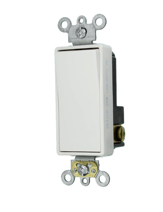 Leviton Light Switch, Decora Plus Rocker Switch, Commercial Grade, 20A, Single-Pole - White
