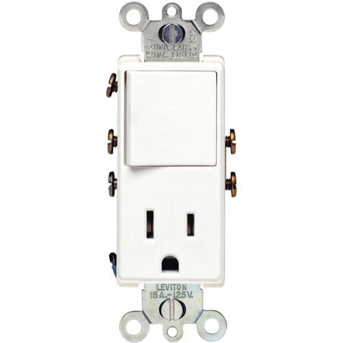 Leviton Electrical Outlet, Decora Combination Single-Pole Switch and Receptacle - White