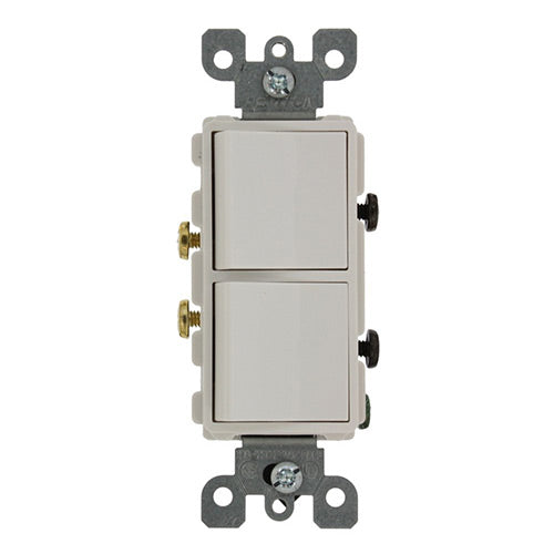 Leviton Light Switch, Decora Combination Switch, Double Rocker, 20A, Single-Pole - White