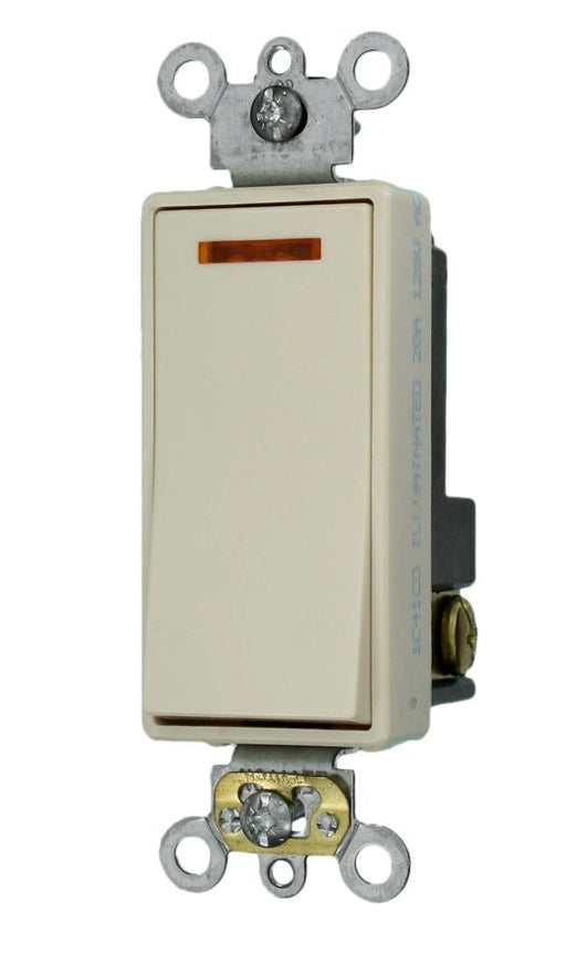 Leviton Light Switch, Decora Plus Illuminated Switch, Commercial Grade, 20A, Single-Pole - Light Almond