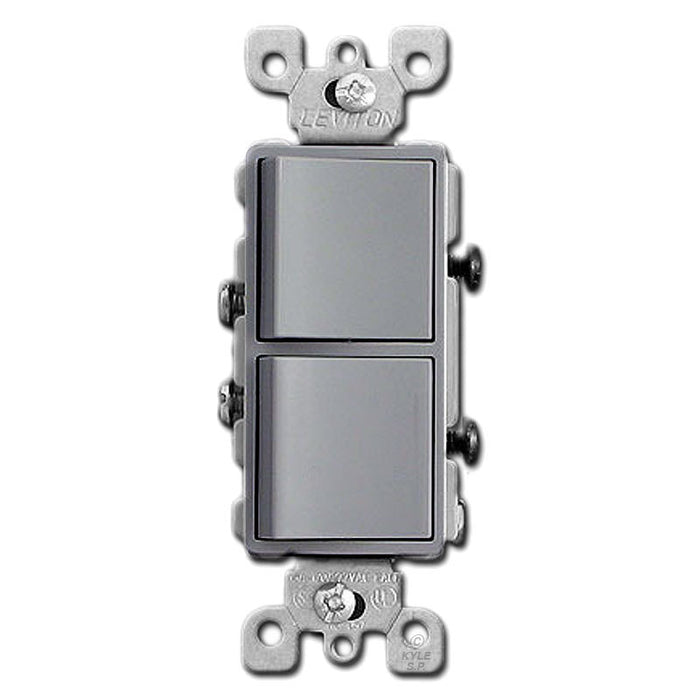 Leviton Light Switch, Decora Combination Switch, Double Rocker, Single-Pole - Gray