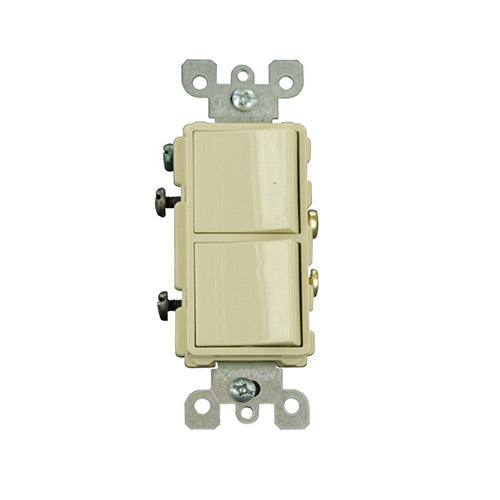 Leviton Light Switch, Decora Combination Switch, Double Rocker, Single-Pole - Ivory