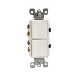 Leviton Light Switch, Decora Combination Switch, Double Rocker, 3-Way - White