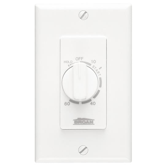 Broan Timer, 20A 120V 60 Minute Time Control w/Continuous On - White