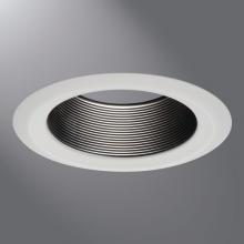 Halo Recessed Lighting Trim, 6" Black Straight-Side Metal Baffle, White Self-Flange Ring
